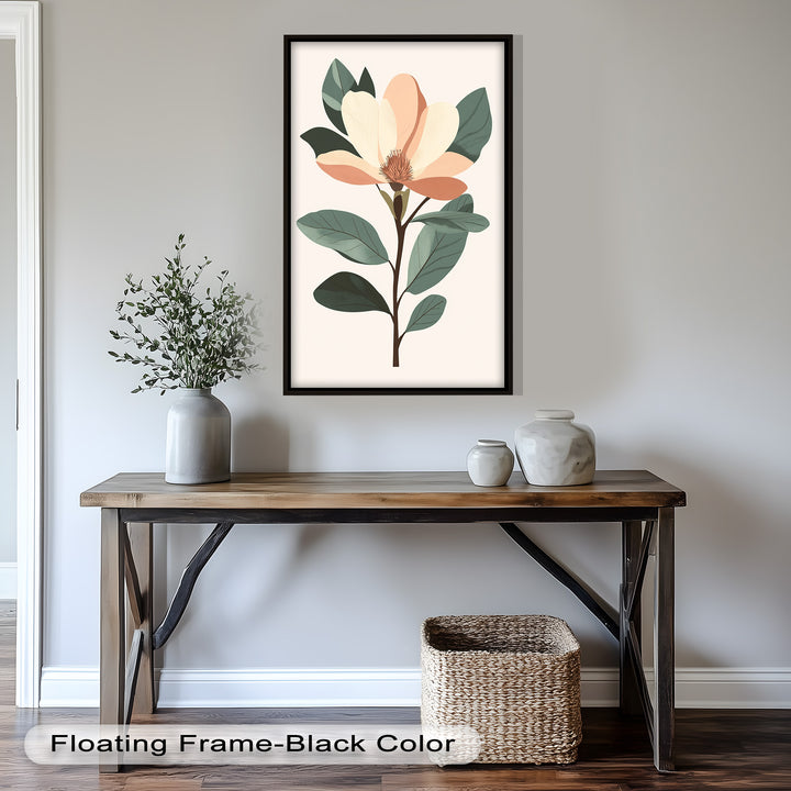 Minimal Magnolia – Elegantes botanisches Ölgemälde