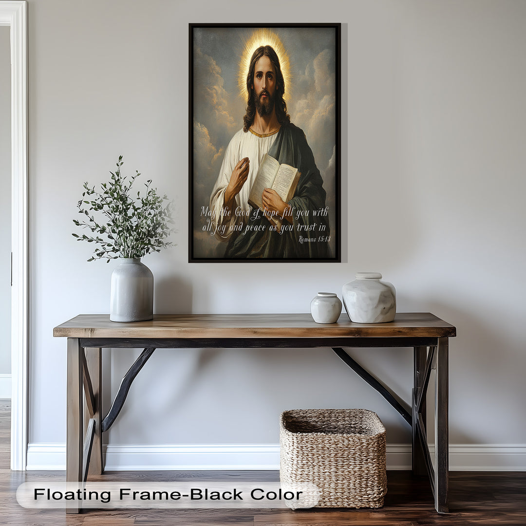 Divine Light – Classical Jesus Portrait with Romans 15:13
