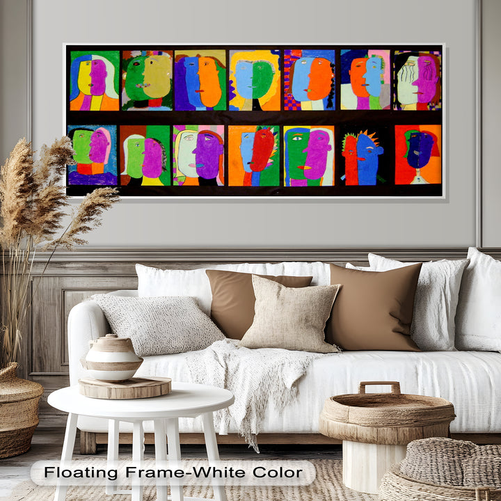 Pop Cubist Faces Wall Art – Abstract Oil Painting