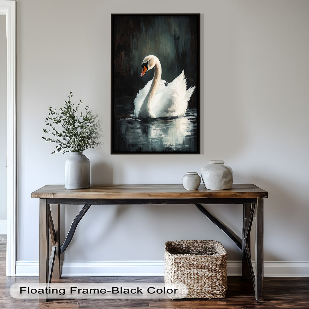 Solitary Grace – White Swan Oil Painting