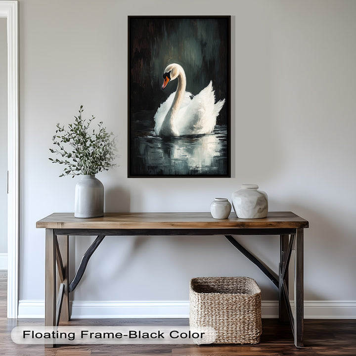 Solitary Grace – White Swan Oil Painting
