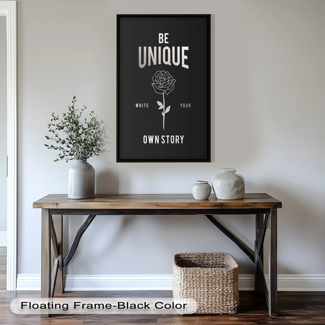 Minimalist Floral Oil Painting – “Be Unique” Empowering Home Decor
