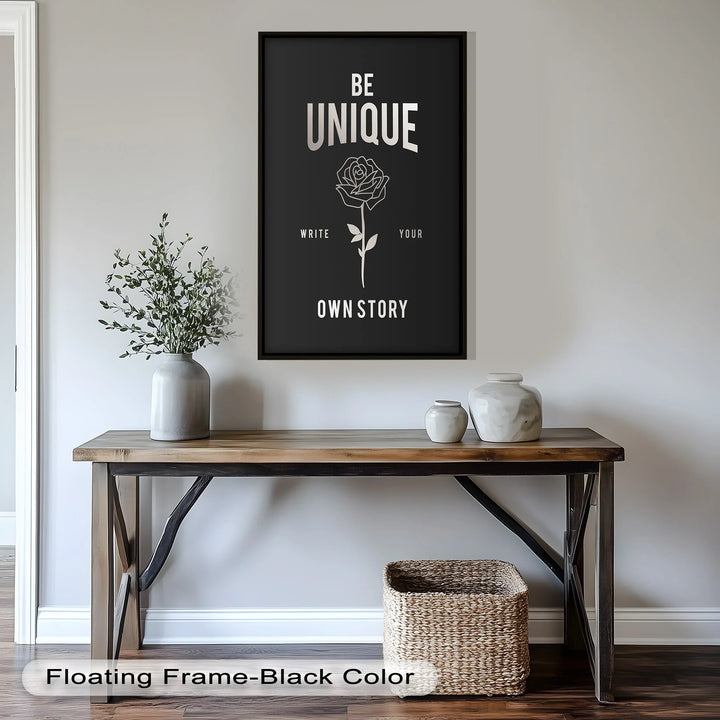 Minimalist Floral Oil Painting – “Be Unique” Empowering Home Decor

