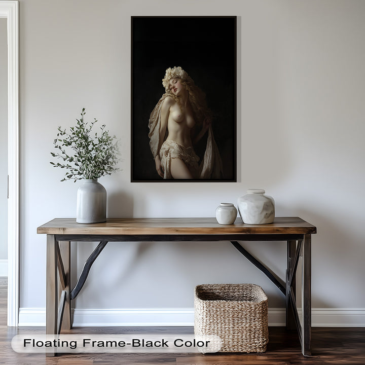 Moonlit Reverie – Classical Nude with Floral Crown Oil Painting