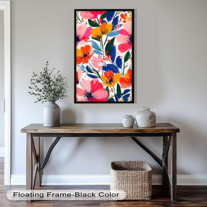 Joyful Bloom Burst – Lebendiges abstraktes Blumenölgemälde