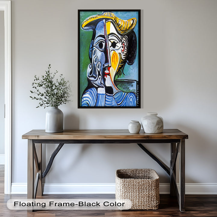 Striped Elegance – Picasso Cubist Portrait Oil Painting