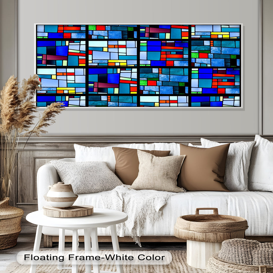 Farbblock-Mosaik-Look Wandkunst – Modernes abstraktes Ölgemälde