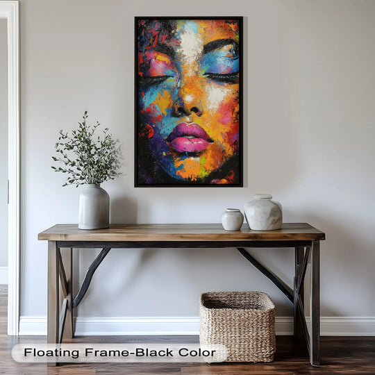 Chromatic Reverie – Bold Female Portrait in Abstract Oil Painting - MyPhotoStation