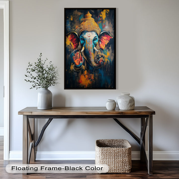Ganesha Segen Wandkunst – Religiöses Ölgemälde