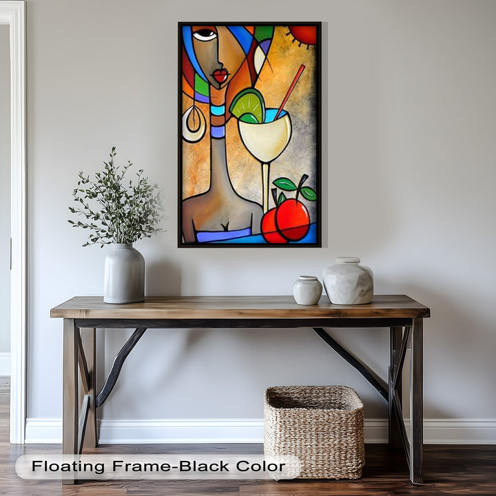 Tropical Gaze – Lebendiges Cocktail Muse Picasso Ölgemälde