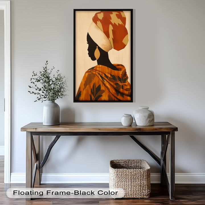 Afrikanische Frau Silhouette Kunst - Gerahmtes Ölgemälde