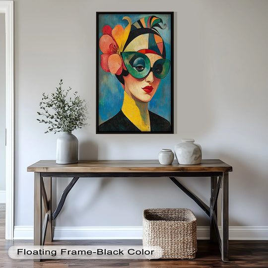 Subtle light and shadow accentuate the bold hues in this retro elegance oil painting, a modern oil painting art prints piece featuring a woman in a fauvism style.