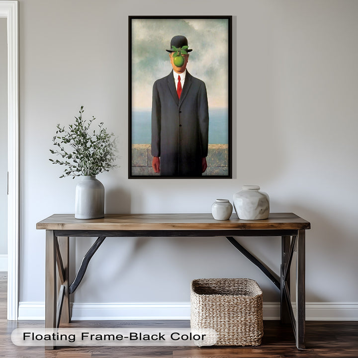 The Hidden Face – Surrealist Gentleman with Green Apple Oil Painting