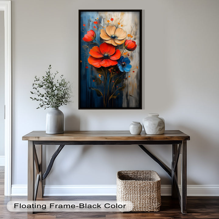 Colorburst Petals – Bold Poppy Bouquet Flower Oil Painting