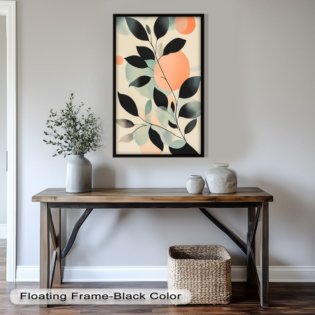 Blush Eclipse – Minimalist Botanical Silhouette Oil Painting