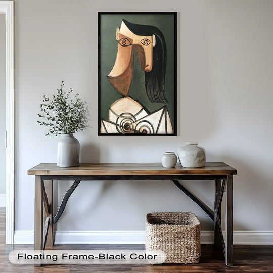 Visible surface texture highlights the brushstrokes in this serene abstraction – cubist female portrait oil painting art prints, showcasing earthy tones and sculptural form.