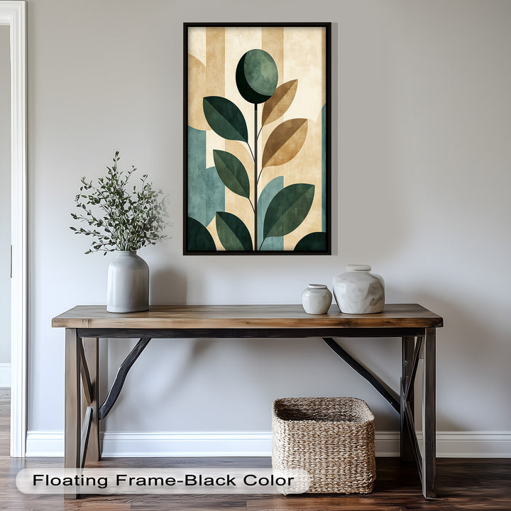 Geometric Botanical – Mid-Century Modern Leaf Oil Painting