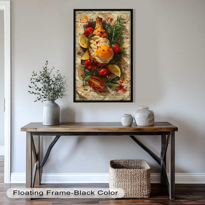Spiegelei und Brathähnchen mit Kräutern - Food Painting