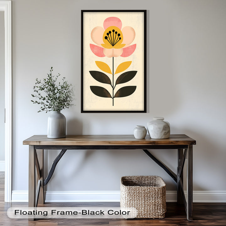 Mid-Century Bloom – Retro Floral Minimalist Wall Art Oil Painting