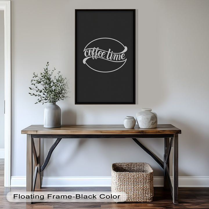 Black and White Oil Painting – Calligraphic Coffee Quote for Cozy Corners
