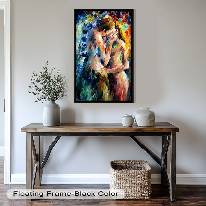 Ethereal Embrace – Abstract Lovers in a Burst of Color Oil Painting