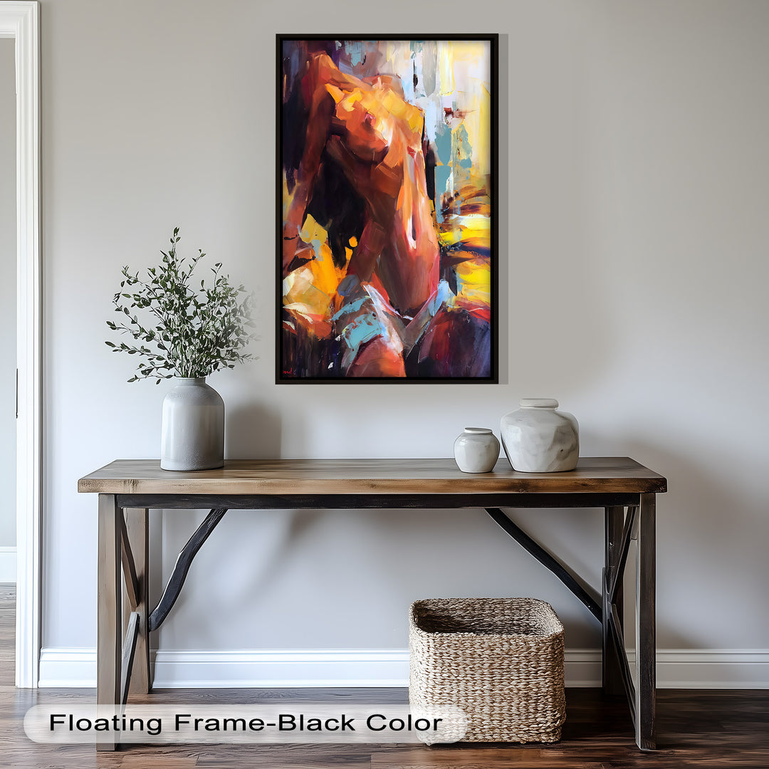 Ember Silhouette – Bold Abstract Nude Oil Painting