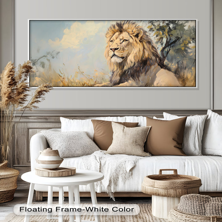Lion Beneath African Sky - Animal Oil Painting