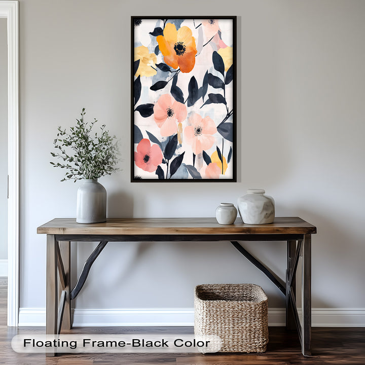 Soft Harmony – Peach and Mustard Floral Oil Painting
