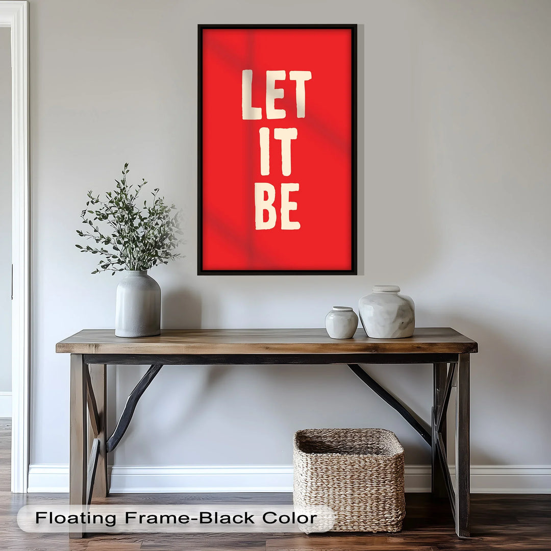 Minimalist Oil Painting – “Let It Be” Motivational Quote Wall Art
