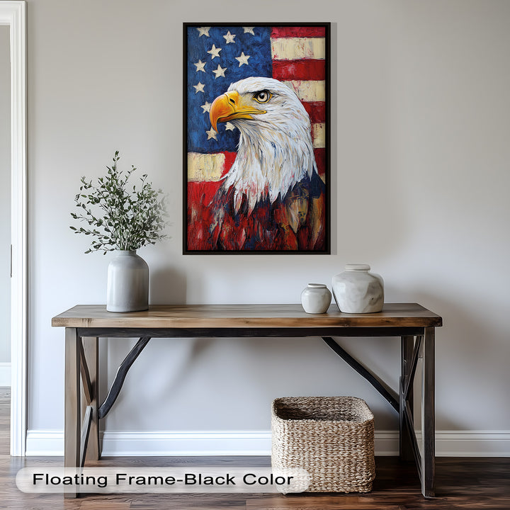 Amerikanischer Weißkopfseeadler Portrait - Patriotisches Ölgemälde