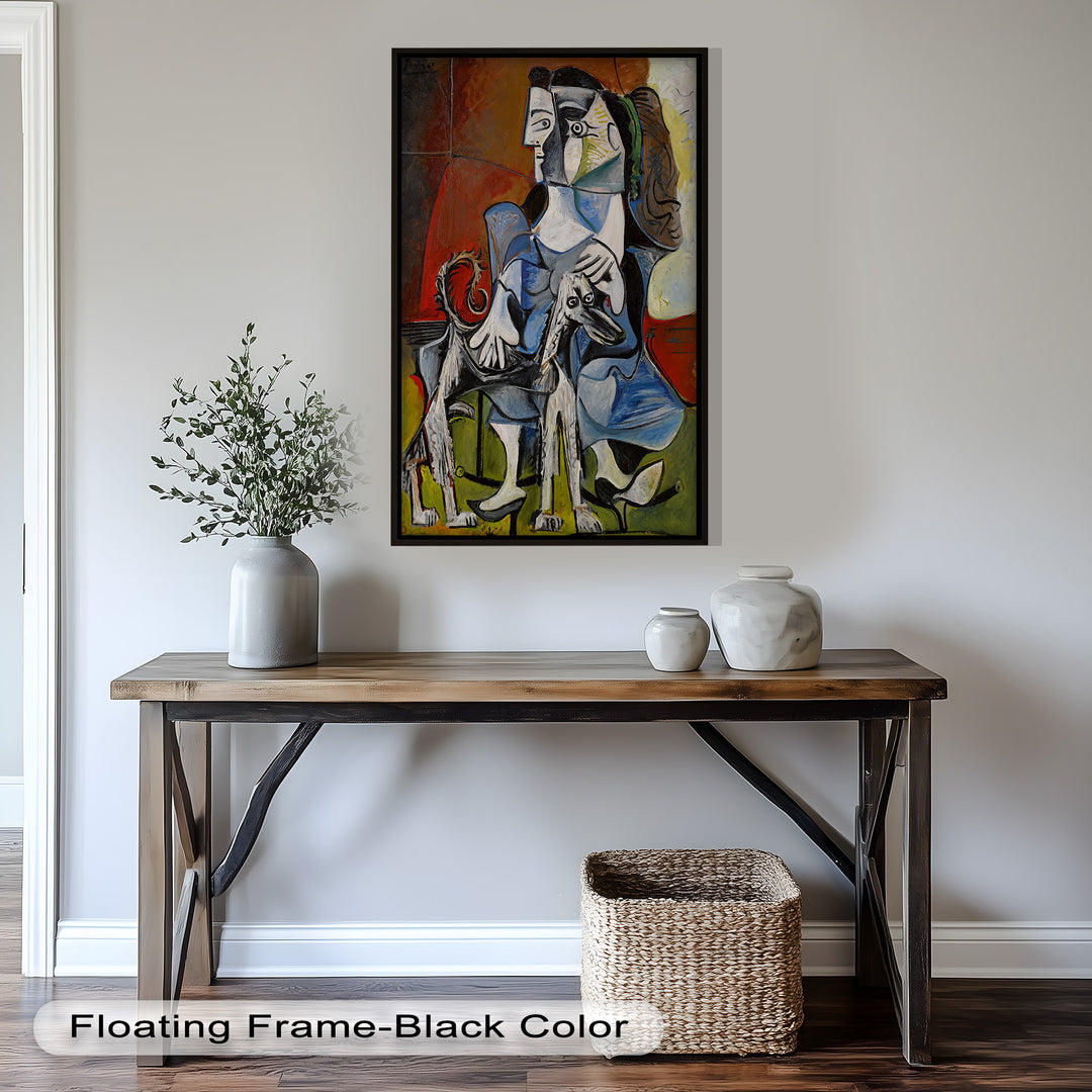 Loyal Companion – Picasso Style Woman with Dog Oil Painting