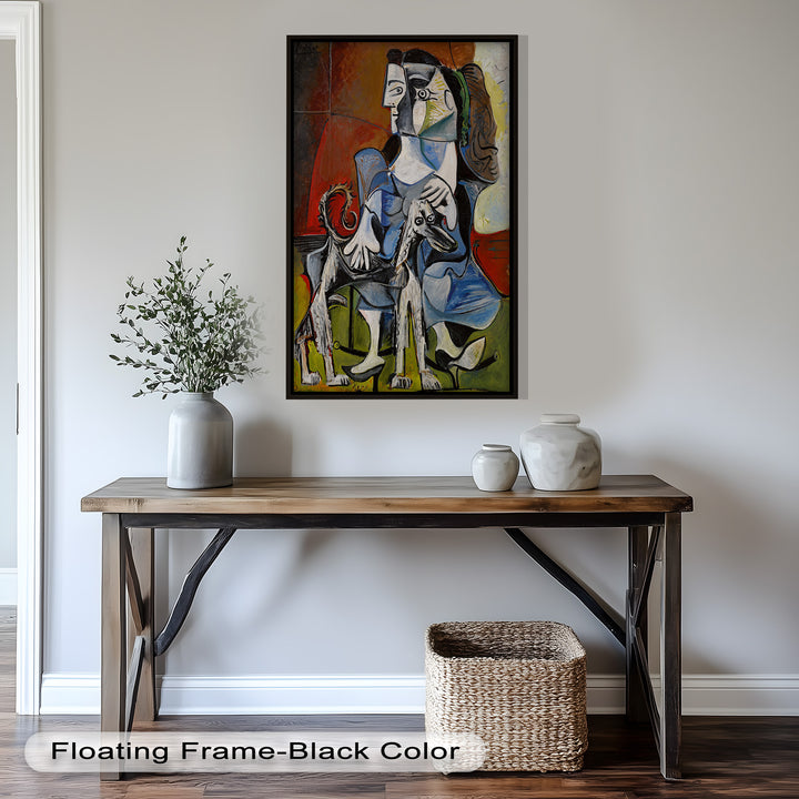 Loyal Companion – Picasso Style Woman with Dog Oil Painting