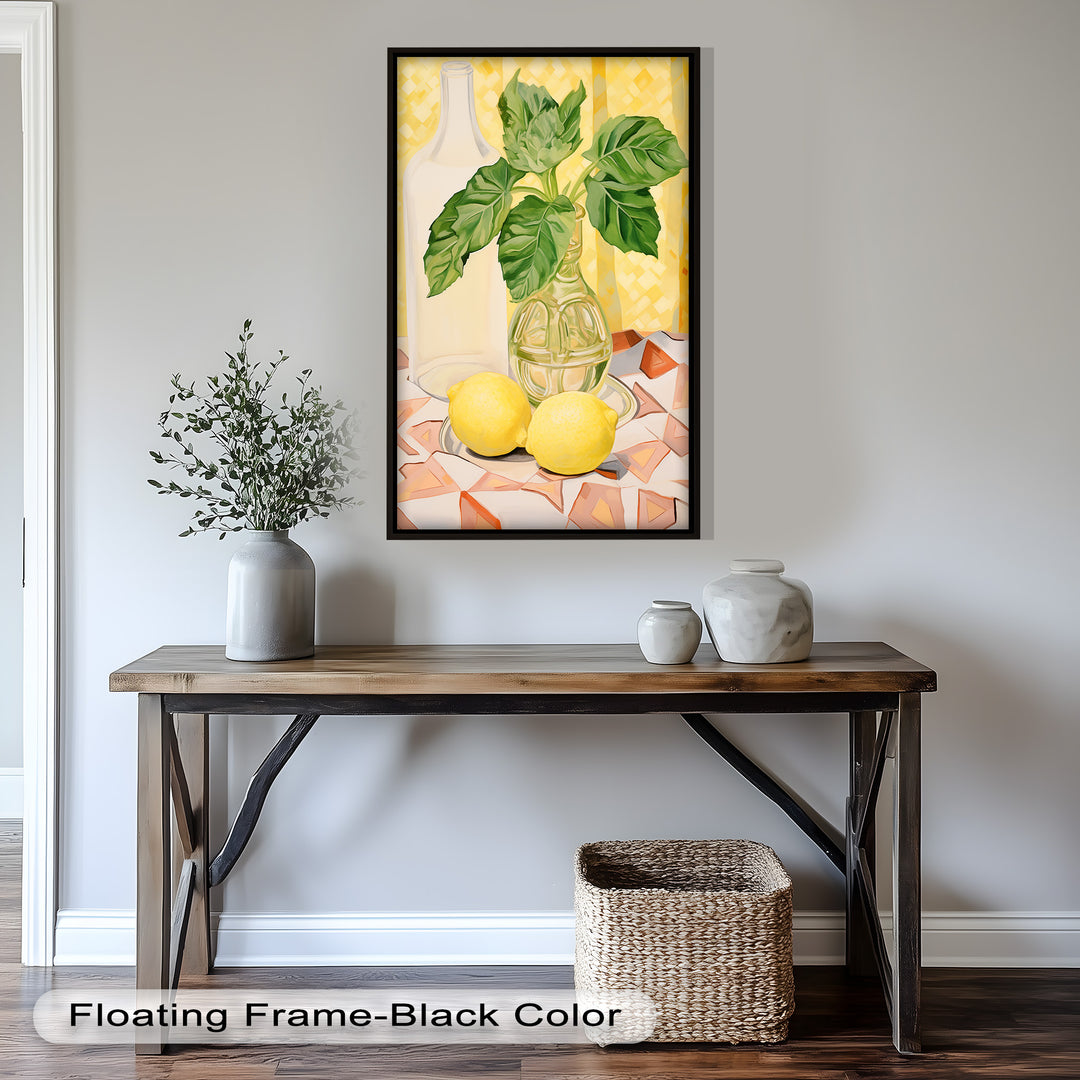Lemon & Green Leaf Decor - Still Life Oil Painting
