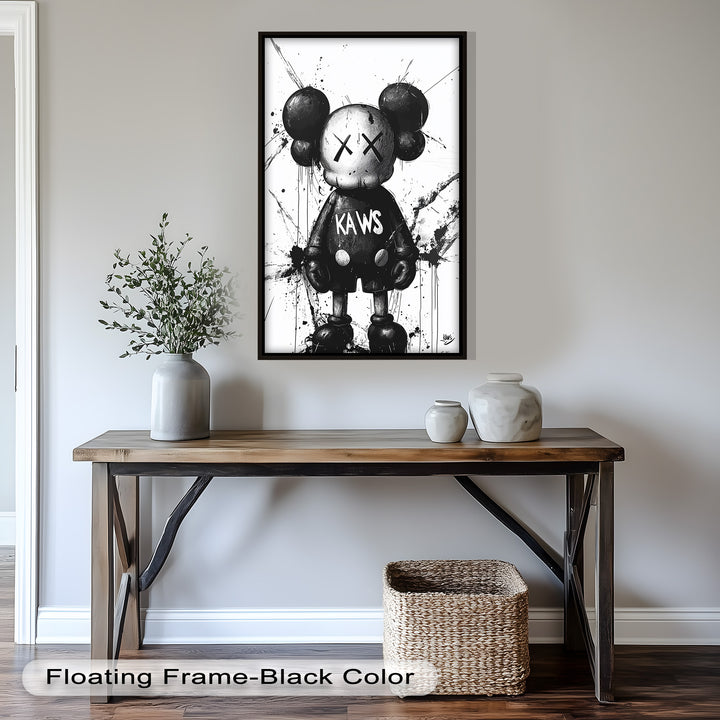 Black & White Figure – KAWS Graffiti Oil Painting