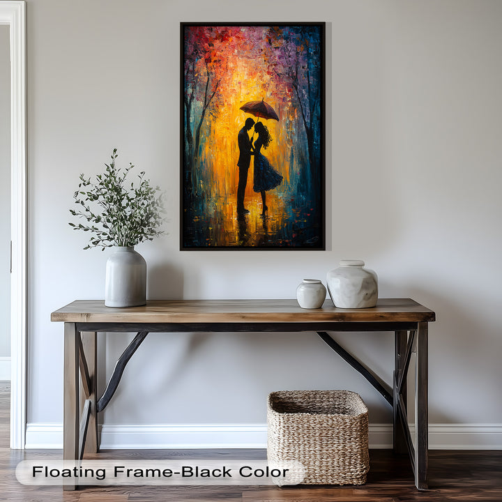 Lovers Under Autumn Glow – Romantic Couple Oil Painting
