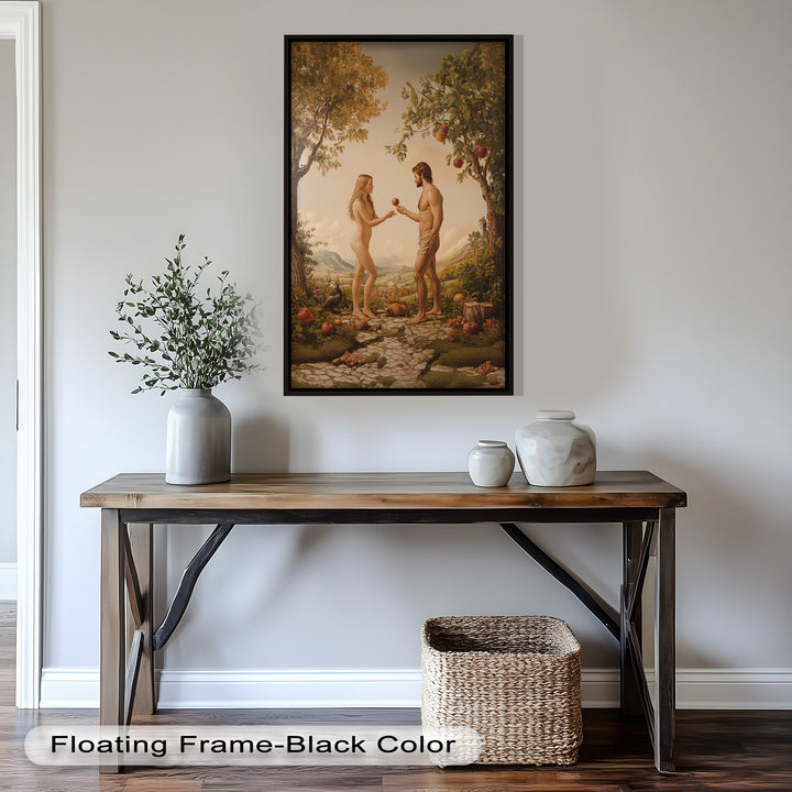 The First Temptation – Adam and Eve in Eden Renaissance Oil Painting