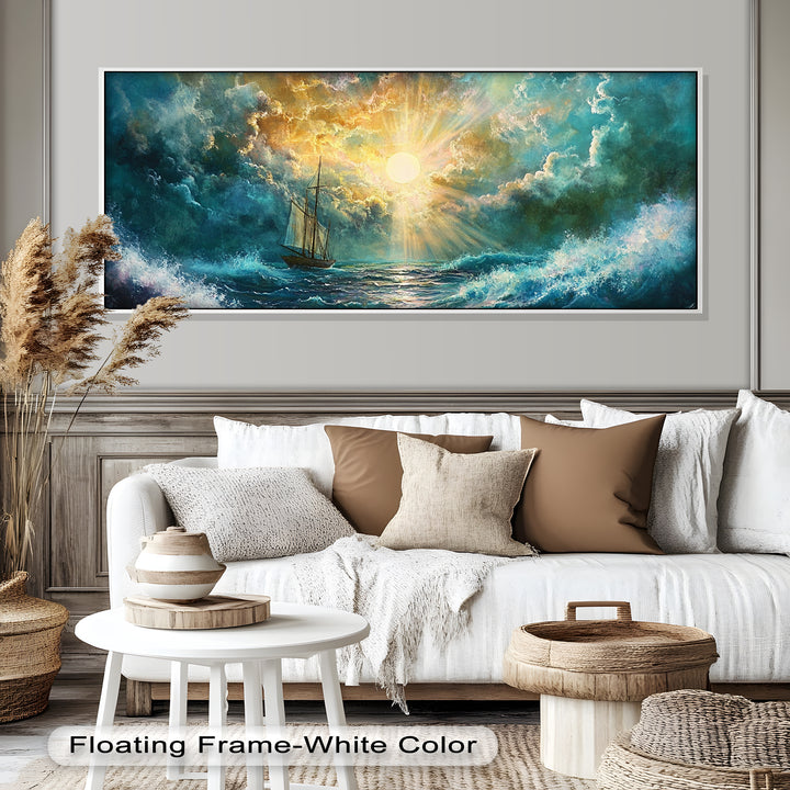 Golden Sun & Sea – Boat Oil Painting