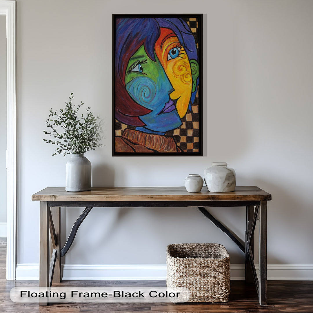 Dual Emotions – Vibrant Abstract Portrait Picasso Oil Painting