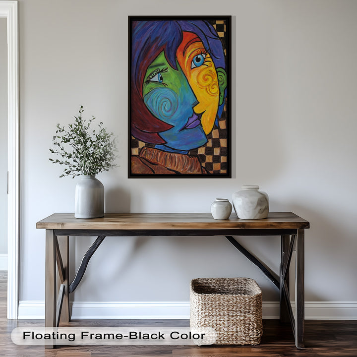 Dual Emotions – Vibrant Abstract Portrait Picasso Oil Painting