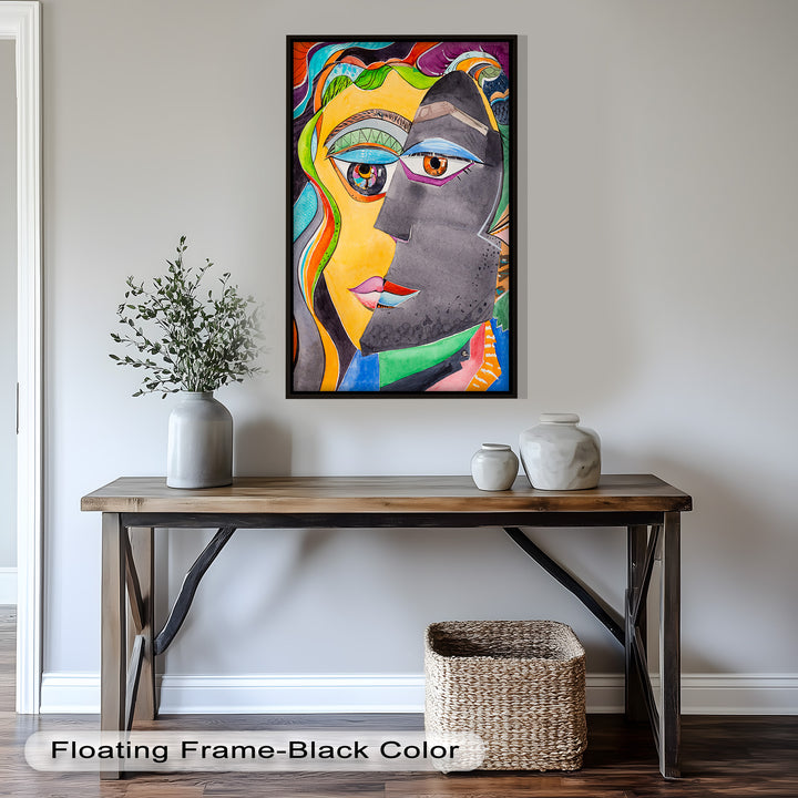 Dual Visions – Vibrant Abstract Faces Picasso Oil Painting