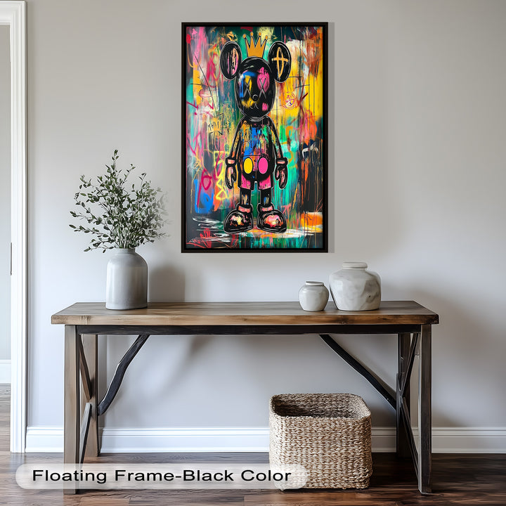 Crowned Chaos – Neon Royal KAWS Oil Painting