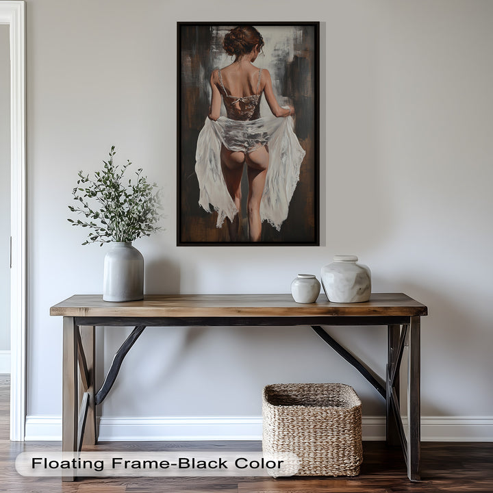 Soft Steps in Lace – Romantic Figurative Nude Oil Painting