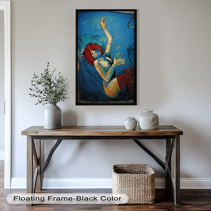Descent in Blue – Expressionist Female Nude Picasso Oil Painting