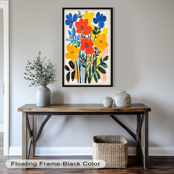 Fröhlicher wilder Garten – Fauvistisches Boho-Blumen-Ölgemälde