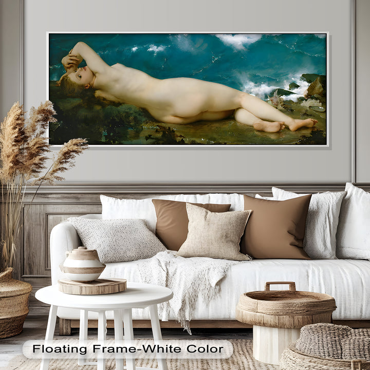 Sirensong Repose – Mythological Nude Beside the Sea Oil Painting