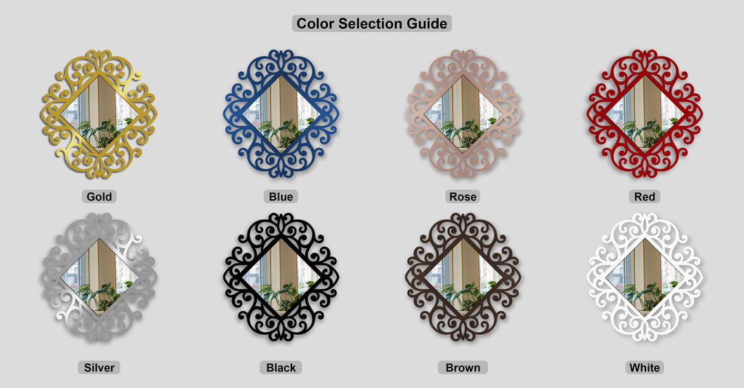Chiave greca rotonda decorativa Specchio da Parete – Decorazione da parete con specchio classico moderno