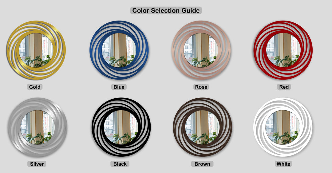 Swirling Rings Circle Floor Mirror – Modern Black Metal Floor Mirror