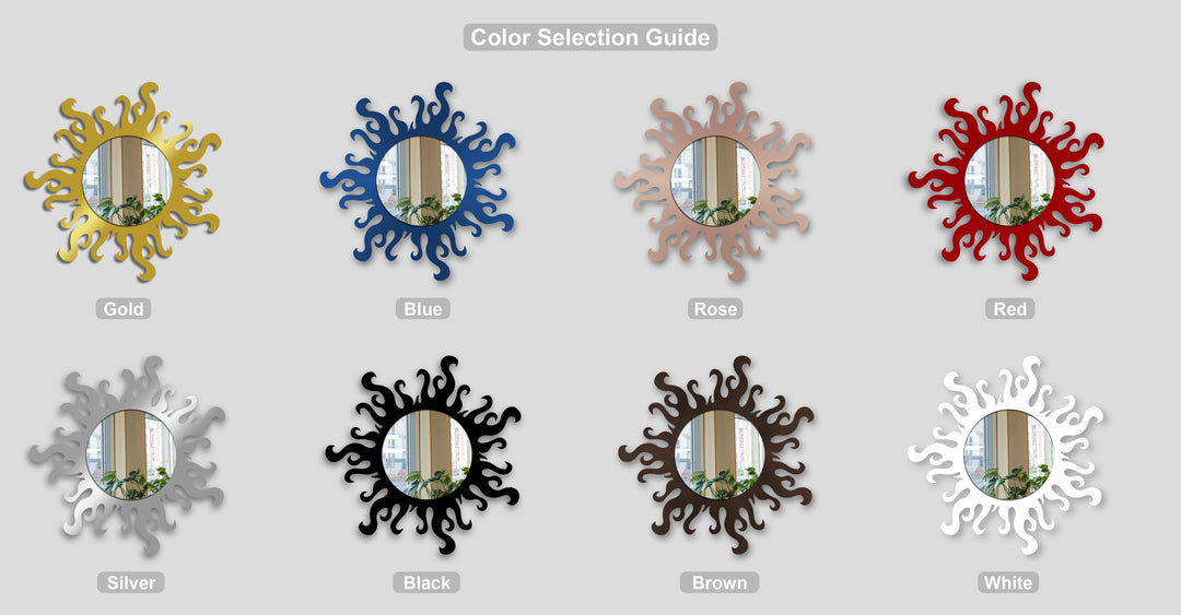 Flame Edge Round Decorative Wall Mirror – Modern Asymmetrical Mirror Wall Decor