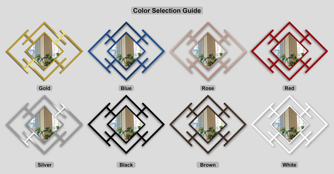 Offset Diamond Frame – Modern Geometric Metal Wall Mirror