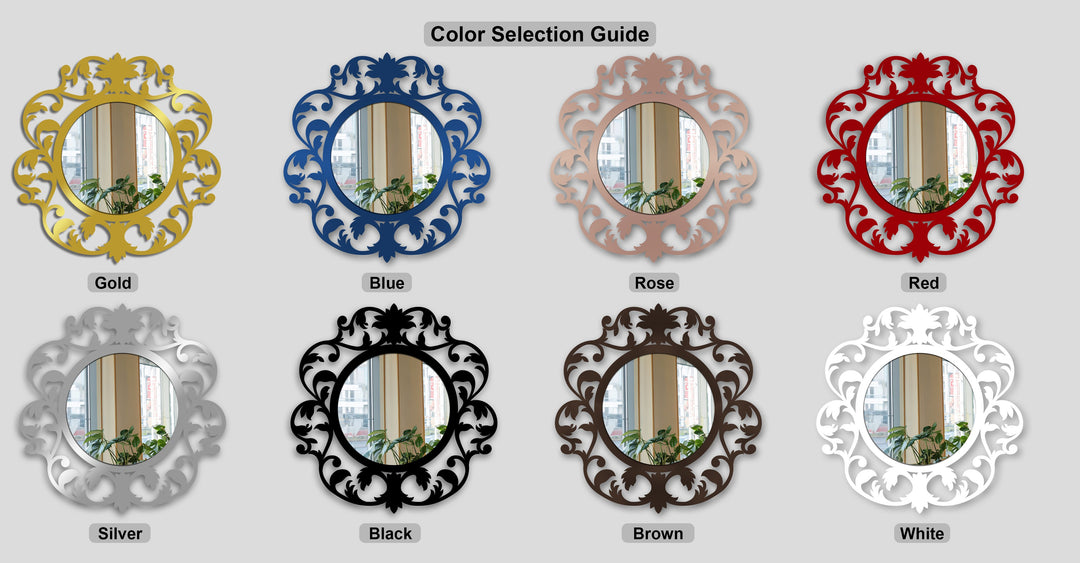 Victorian Bloom Round Decorative Wall Mirror – Ornate Botanical Mirror Wall Decor